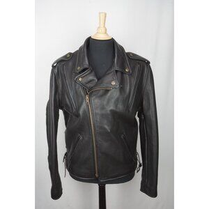 Fox Creek Leather Motorcycle Biker Leather Zip Up Jacket Sz M